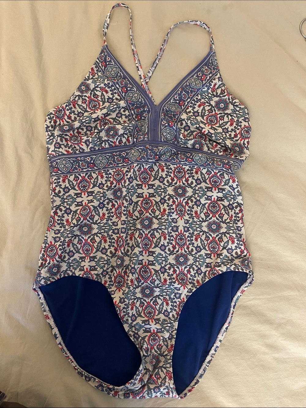 Sundance Blue, Red & White Floral-Geo One-Piece Swimsuit